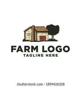 Le logo de l'emblème de la grange s'inspire de la ferme. Conception du logo de la ferme, Écran Vectoriel, Logo de ferme
