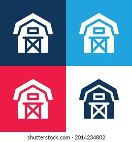 Barn blue and red four color minimal icon set