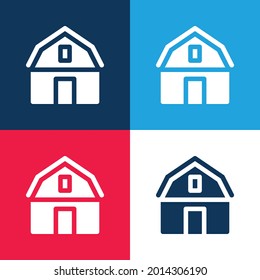Barn blue and red four color minimal icon set