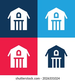 Barn blue and red four color minimal icon set