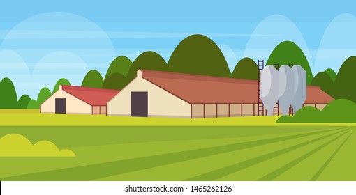 barn building agriculture and farming concept empty no people field farmland countryside landscape flat horizontal