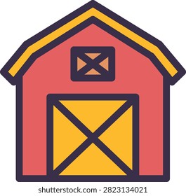 Barn Building Line Color Icon