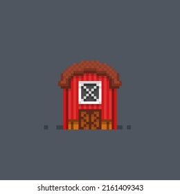 barn building in pixel art style