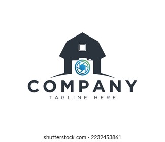 Barn and Camera Logo Design Vector Image EPS