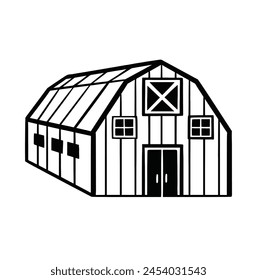 Barn, cellar sketch. linear vector illustration