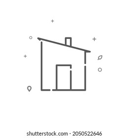 Barn, change house, bathhouse simple vector line icon. Building symbol, pictogram, sign isolated on white background. Editable stroke. Adjust line weight.