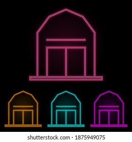 barn color neon set. Simple thin line, outline vector of web icons for ui and ux, website or mobile application