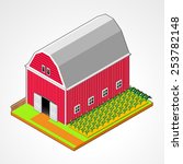barn at the corn farm buildings isometric design vector