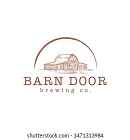 barn door logo design, barn illustration design, vintage barn