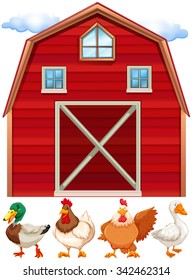 Barn and farm animals illustration