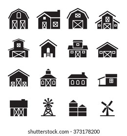 Barn & Farm Building Icon Set