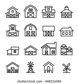 barn & farm building icon in thin line style