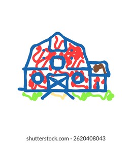 barn farm farmer doodle icon sketch vector. barn farm farmer sign. isolated symbol illustration