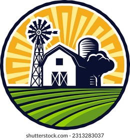 Barn Farm house emblem logo icon concept.