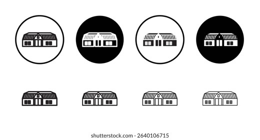 barn farm icon Black line art vector logo set