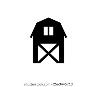 Barn farm icon symbol mark. Simple black and white barn icon with a classic shape vector design and illustration. 
