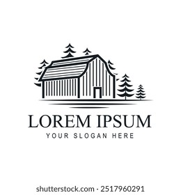 barn farm logo design concept vintage retro style vector illustration