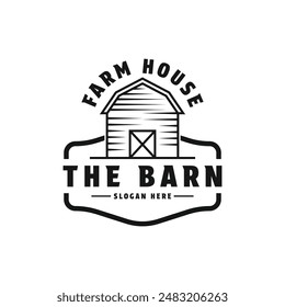 barn farm logo design vector concept vintage retro badge