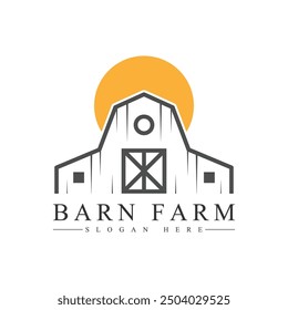 Barn Farm Logo Minimalist Vintage Rustic Design Vector Illustration