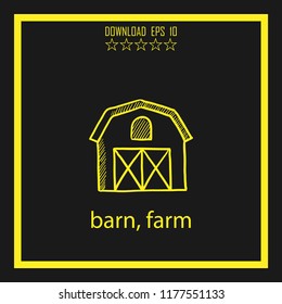 barn, farm  sketch vector icon