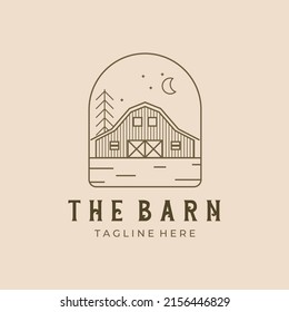 barn farmhouse badge logo line art vector illustration design