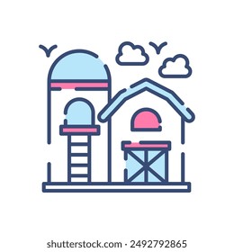 Icono de color relleno de granero, Ilustración vectorial