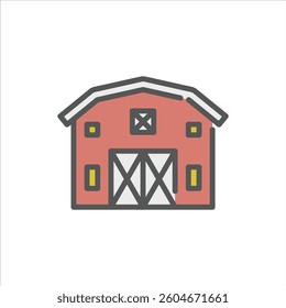 Barn filled outline icon. Barn color outline icon.

