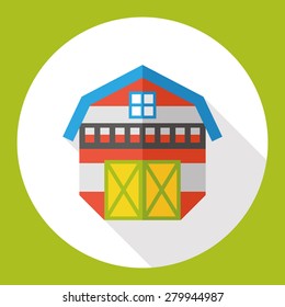 barn flat icon with long shadow
