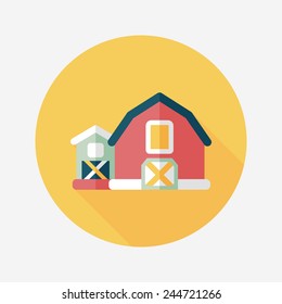 barn flat icon with long shadow,eps10