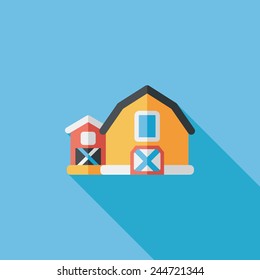 barn flat icon with long shadow,eps10