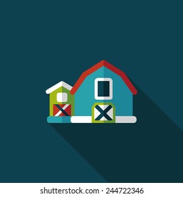 barn flat icon with long shadow,eps10
