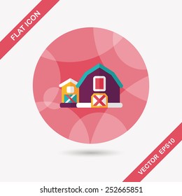 barn flat icon with long shadow,eps10