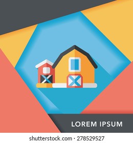 barn flat icon with long shadow,eps10