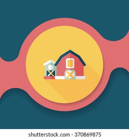 barn flat icon with long shadow,eps10