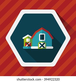 barn flat icon with long shadow,eps10