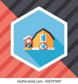 barn flat icon with long shadow,eps10