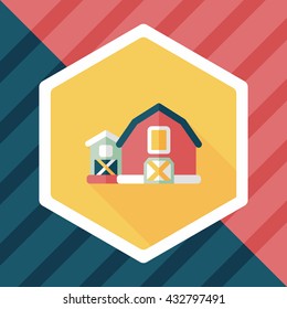 barn flat icon with long shadow,eps10