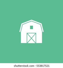 Barn Flat Icon On Green Background