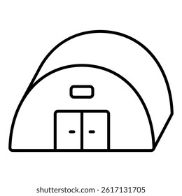 Barn for grain storage thin line icon, wheat production concept. Vector graphics. Wheat grain storage building sign on white background, linear style for mobile or design