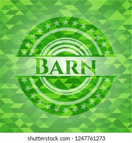 Barn green emblem with triangle mosaic background