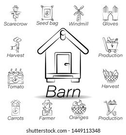 barn hand draw icon. Element of farming illustration icons. Signs and symbols can be used for web, logo, mobile app, UI, UX