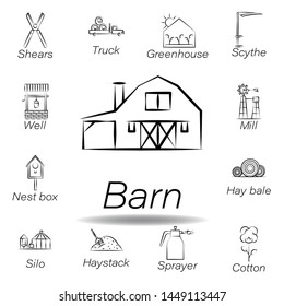 barn hand draw icon. Element of farming illustration icons. Signs and symbols can be used for web, logo, mobile app, UI, UX