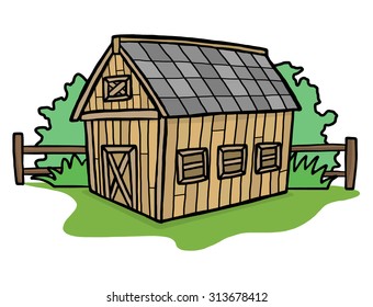 barn house / cartoon vector and illustration, hand drawn style, isolated on white background.