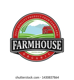 Barn house farm logo simple minimalist, family farm field organic.