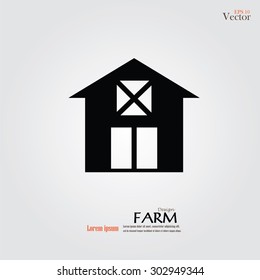 Barn house icon isolated on gray background. Vector illustration.