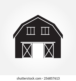 Barn house icon or sign isolated on white background. Vector illustration.