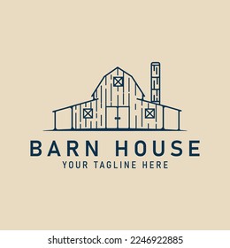 barn house line art logo minimalist vector illustration design