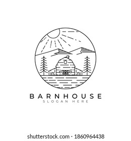 Barn house logo vector illustration template design, countryside barn view