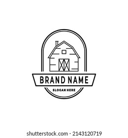 Barn house logo vector illustration design, line art, linear