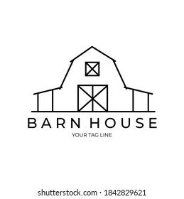 Barn House Minimalist Line Art Logo Icon Template Vector Illustration Design. Rustic , Farm, And Lodging Logo Design